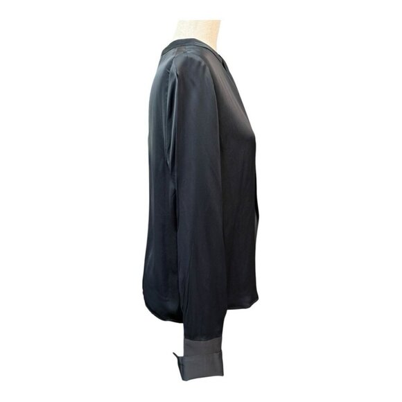 J Crew Womens Satin Drape Top~Size 4~Black Classic Long Sleeve Formal Blouse New - Picture 5 of 12